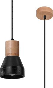 Sollux Lighting Qubic závesné svietidlo 1x60 W čierna-drevená SL.0963