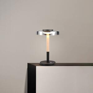 LED stolová lampa Celeste chróm/drevo 35 cm sklo/kov Touchdim