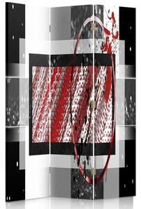 Paraván Abstrakcia v čiernej a červenej farbe Rozmery: 110 x 170 cm, Prevedenie: Klasický paraván