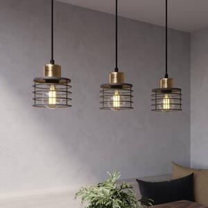 Závesná lampa Edison v čiernej/medenej farbe, 3 svetlá