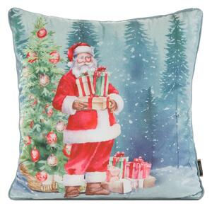 VIANOČNÁ DEKORAČNÁ OBLIEČKA NA VANKÚŠ SANTA4 45X45 CM VZOROVANÁ