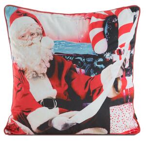 VIANOČNÁ DEKORAČNÁ OBLIEČKA NA VANKÚŠ SANTA2 45X45 CM VZOROVANÁ