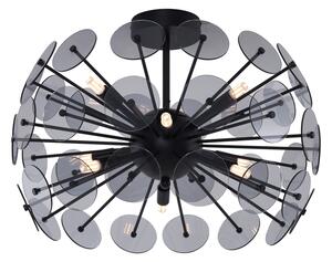 Art Deco stropné svietidlo čierne s dymovým sklom - Atomic