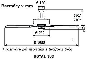 CasaFan 510315 Classic Royal, buk, stropný ventilátor