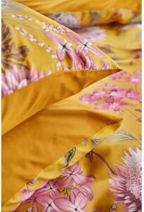 Okrovožlté obliečky na dvojlôžko z bavlneného saténu Selection Blossom, 160 x 220 cm