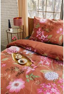 Terakotovohnedé obliečky na dvojlôžko z bavlneného saténu Selection Blossom, 160 x 220 cm