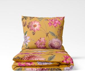 Okrovožlté obliečky na dvojlôžko z bavlneného saténu Selection Blossom, 200 x 220 cm
