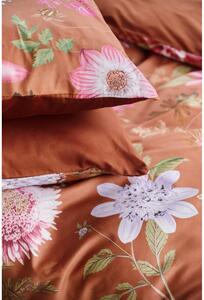 Terakotovohnedé obliečky na jednolôžko z bavlneného saténu Selection Blossom, 140 x 200 cm