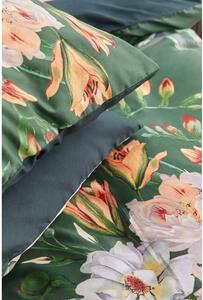 Tmavozelené obliečky na jednolôžko z bavlneného saténu Selection Floret, 140 x 200 cm