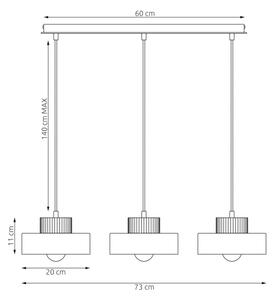 Luster na lanku KIVI 3xE27/15W/230V biela