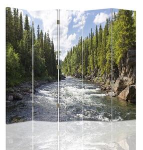 Paraván Rútiaca sa rieka v lese Rozmery: 180 x 170 cm, Prevedenie: Klasický paraván