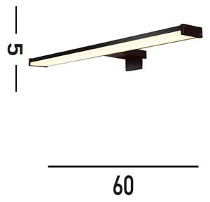 Kos LED zrkadlové svetlo, šírka 60 cm, čierny hliník IP44