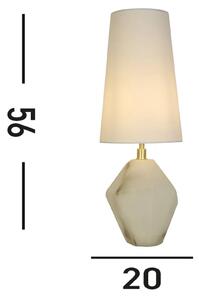 Stolná lampa Apex, biela/biela, výška 55,5 cm, textil/živica