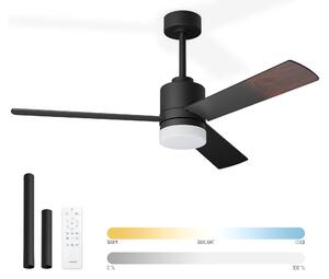 Noaton 14132BBD Canis, čierna a tmavé drevo, stropný ventilátor so svetlom