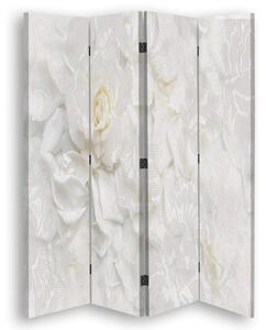 Paraván Biele kvety Rozmery: 145 x 170 cm, Prevedenie: Klasický paraván