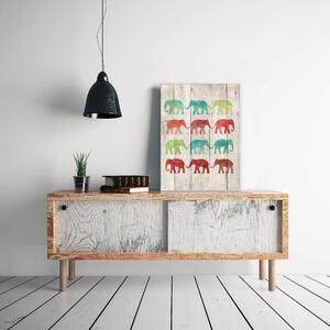 Drevená nástenná dekoratívna ceduľa Surdic Elephants Cue, 40 × 60 cm