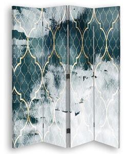 Paraván Marocká ďatelina v tyrkysovej farbe Rozmery: 145 x 170 cm, Prevedenie: Klasický paraván