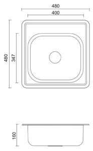 Quadron Joe 110 oceľový drez so sifónom 48x48 cm HD110SAT4848
