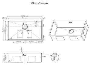 Oltens Stalvask nerezový drez 76x44 cm 71102300