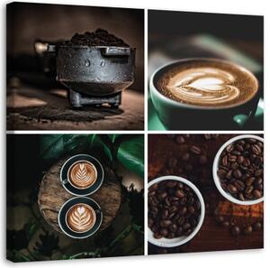 Obraz na plátně Sada šálků na kávu a nápoje - 30x30 cm