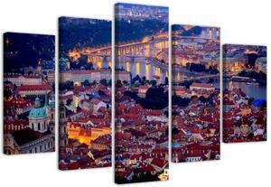 Obraz na plátně pětidílný Mosty města Prahy - 100x70 cm