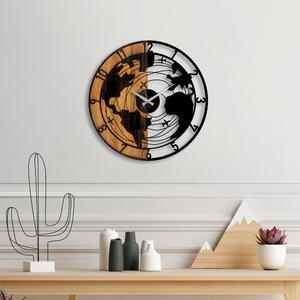 Wallity Dekoratívne nástenné hodiny WALLIE WOODEN WORLD MAP 56 cm orech/čierne