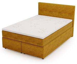 Posteľ s matracom a topperom SLEEP NEW horčicová, 140x200 cm