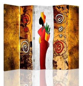 Ozdobný paraván Africká žena - 180x170 cm, päťdielny, klasický paraván