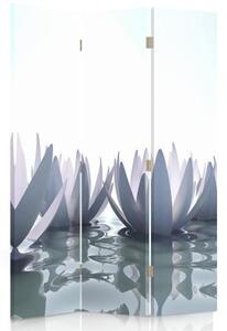 Ozdobný paraván, Lotosový květ - 110x170 cm, trojdielny, klasický paraván