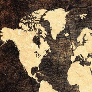 Ozdobný paraván, Mapa světa na tmavých deskách - 110x170 cm, trojdielny, klasický paraván