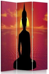 Ozdobný paraván Buddha Meditation Zen Spa - 110x170 cm, trojdielny, klasický paraván