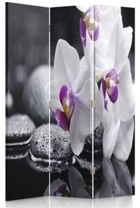 Ozdobný paraván Květiny Zen orchidej - 110x170 cm, trojdielny, klasický paraván