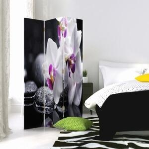 Ozdobný paraván Květiny Zen orchidej - 110x170 cm, trojdielny, klasický paraván