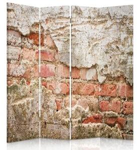 Ozdobný paraván, Cihlová zeď - 145x170 cm, štvordielny, klasický paraván