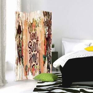 Ozdobný paraván Nápis Home Sweet Home - 110x170 cm, trojdielny, klasický paraván