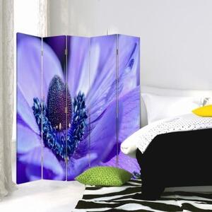 Ozdobný paraván Příroda Květina Fialová - 180x170 cm, päťdielny, klasický paraván