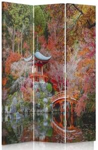Ozdobný paraván Japonská zahrada - 110x170 cm, trojdielny, klasický paraván