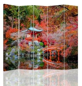 Ozdobný paraván Japonská zahrada - 180x170 cm, päťdielny, klasický paraván