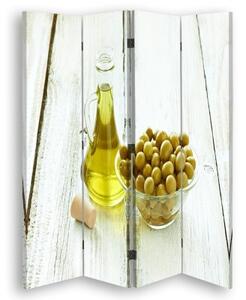 Ozdobný paraván Olivový olej - 145x170 cm, štvordielny, klasický paraván