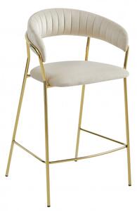 Barová stolička BADIA zamatová béžová (zlaté nohy)