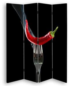 Ozdobný paraván Chilli papričky - 145x170 cm, štvordielny, klasický paraván