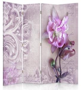 Ozdobný paraván Růžová orchidej - 145x170 cm, štvordielny, klasický paraván