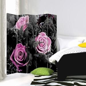 Ozdobný paraván Růže Květiny - 180x170 cm, päťdielny, klasický paraván