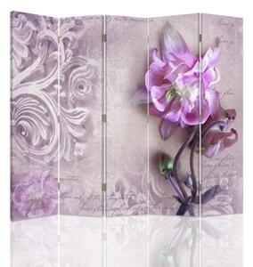 Ozdobný paraván Růžová orchidej - 180x170 cm, päťdielny, klasický paraván