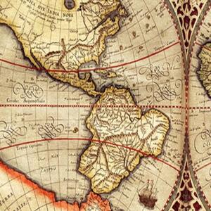 Ozdobný paraván Stará mapa - 180x170 cm, päťdielny, klasický paraván