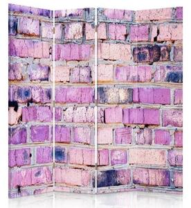 Ozdobný paraván Cihlová zeď - 145x170 cm, štvordielny, klasický paraván