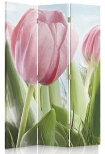 Ozdobný paraván Květiny Tulipány Příroda - 110x170 cm, trojdielny, klasický paraván