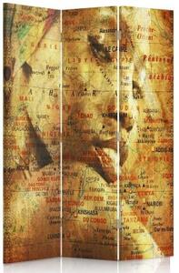 Ozdobný paraván Žena Retro karta - 110x170 cm, trojdielny, klasický paraván
