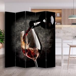 Ozdobný paraván, Vůně červeného vína - 180x170 cm, päťdielny, klasický paraván