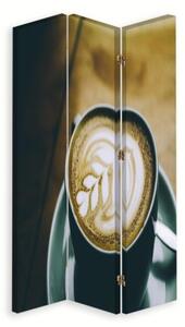 Ozdobný paraván, Káva se vzorem - 110x170 cm, trojdielny, klasický paraván